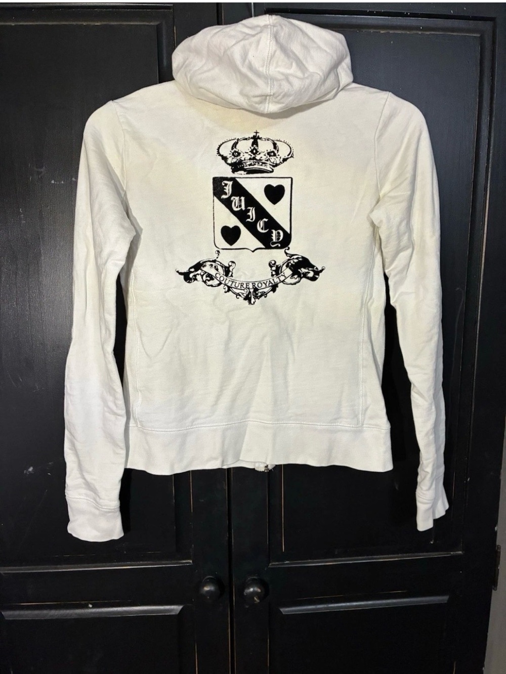 Y2K Vintage Juicy Couture White Cotton Full Zip Hoodie Jacket S COUTURE ROYALTY